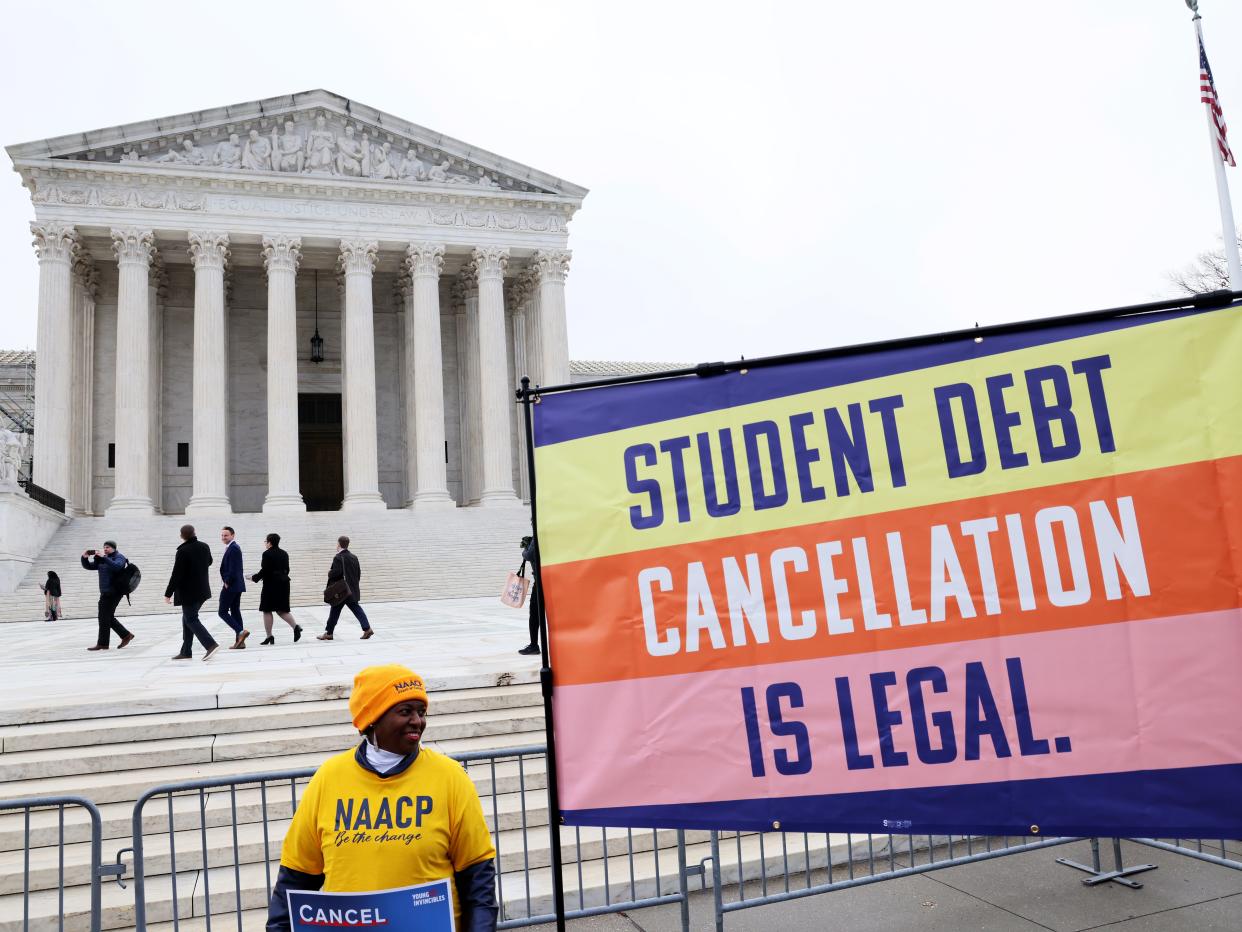 Student Loan Borrowers And Advocates Gather For The People's Rally To Cancel Student Debt During The Supreme Court Hearings On Student Debt Relief