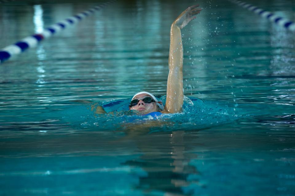 Eloise Orr, 13, practices her lap swims days before a champion swim meet at the Natatorium Pool Tuesday, July 11, 2023. Orr and her mother were visiting from Houston.