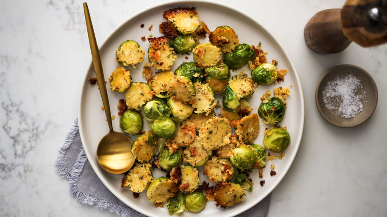 roasted parmesan crusted brussels sprouts