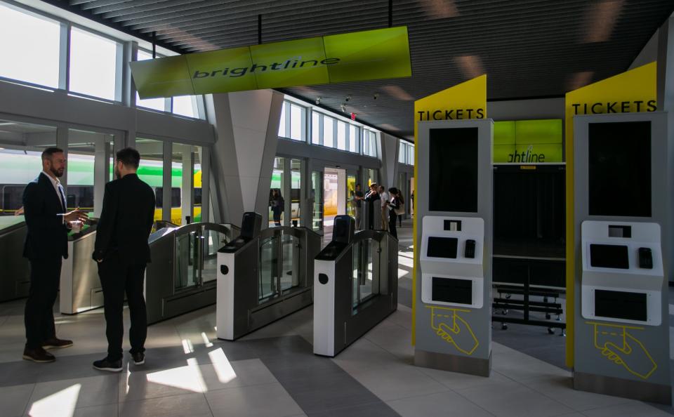 Pictured is a view of the entrance to the new Boca Raton Brightline station on Tuesday, December 20, 2022, in Boca Raton, FL. Just one day short of a year since construction began at the site in Boca Raton, city and Brightline officials hosted a ribbon cutting ceremony ahead of the station opening to the public on December 21st. 