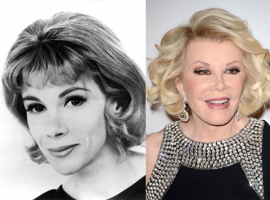 Joan Rivers se jacta de su relación con la cirugías plásticas… ¡Qué bueno que lo vea con humor!, pues realmente no podemos decir que le hayan hecho un favor. En sus propias palabras se ha restirado tantas veces la piel que hoy en día cada vez que toma agua tiene un orgasmo. No podemos negar que al menos no ha perdido su simpatía.