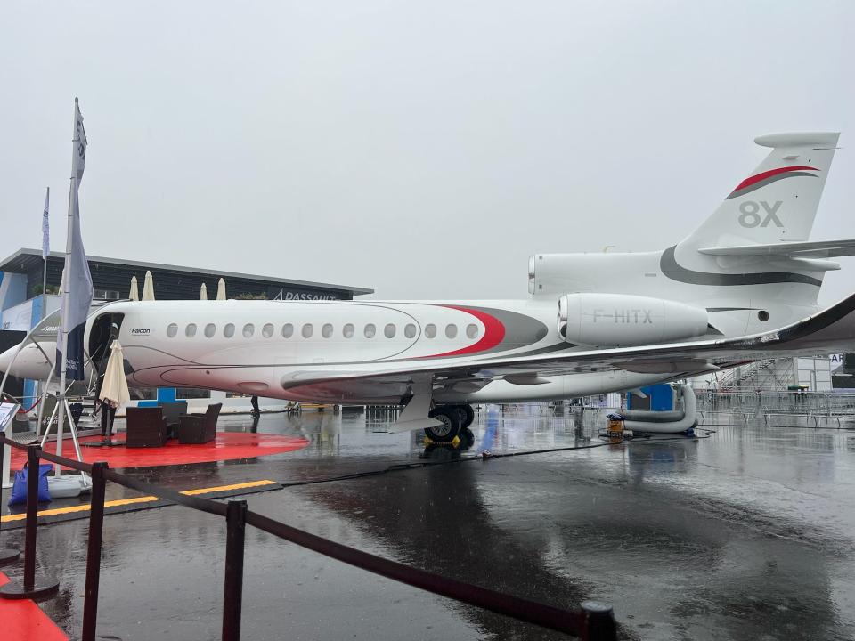 Falcon 8X tri-jet on display at the Paris airshow.