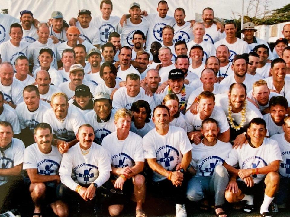 This photo from 2000 shows the Positive Pedalers, HIV positive riders who participated in the then-California AIDS Ride.