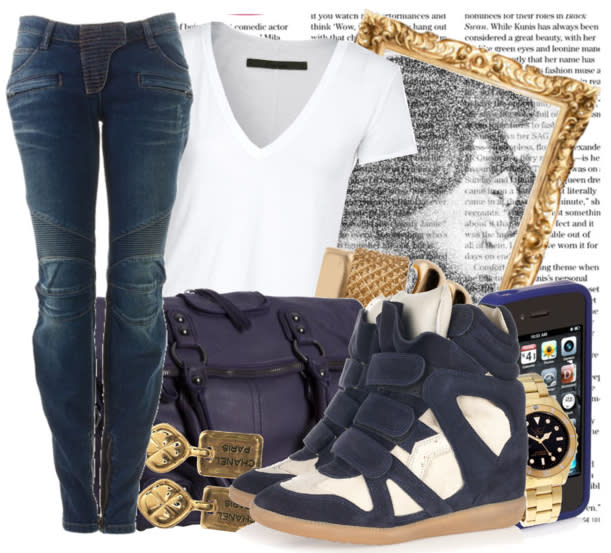 An outfit featuring the Isabel Marant high top sneaker on Polyvore