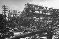 The remains of Mitsubishi steel plant, which was 1 1/2 miles from where the U.S. dropped an atomic bomb in Nagasaki, Japan. (Photo: Bernard Hoffman/The LIFE Picture Collection/Getty Images)