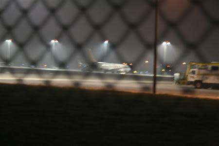 The Pegasus Airlines plane from the Ukrainian city of Kharkov on the tarmac of Istanbul's Sabiha Gokcen airport, February 7, 2014 handout photo from Ihlas News Agency. REUTERS/Ihlas News Agency/Handout via Reuters