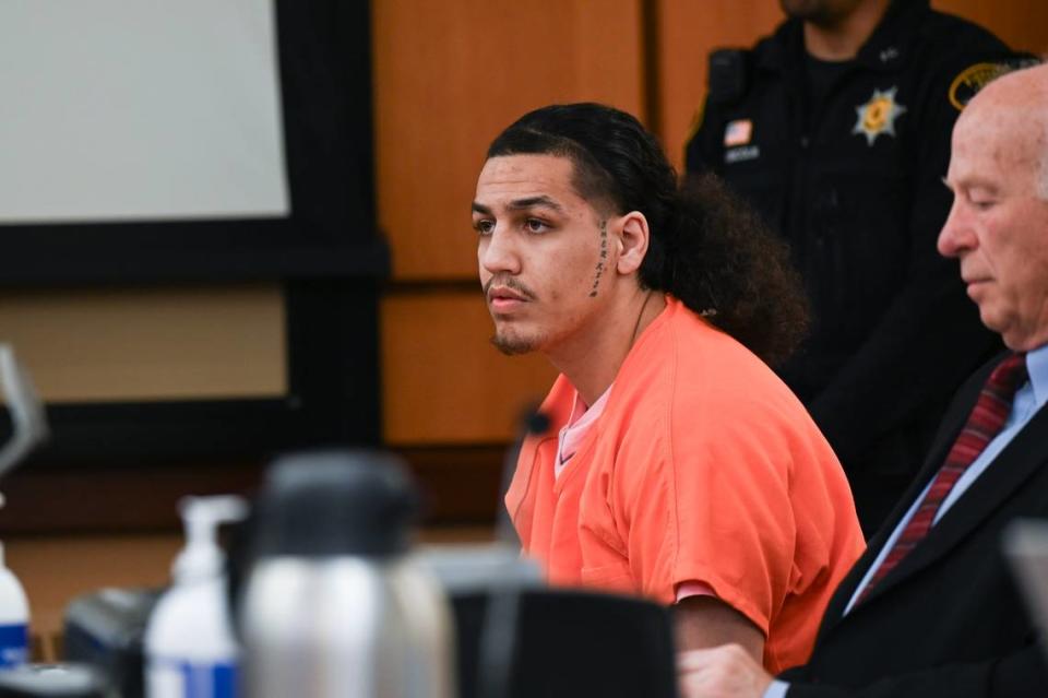 Alexander Carson is sentenced for the drive-by shooting and first-degree assault and first-degree attempted murder in a gang-related shooting that left a 22-year-old man shot in the head, in Pierce County Superior Court on Friday, June 14, 2024, in Tacoma, Wash.