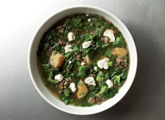 <strong>Get the <a href="http://www.huffingtonpost.com/2011/10/27/very-green-lentil-soup_n_1062559.html" target="_hplink">Very Green Lentil Soup recipe</a></strong>