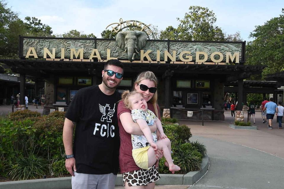 Nick and Katie DeNardi-Grant of Louisville, Ky., with daughter Sloane, 6, at Walt Disney World's Animal Kingdom.
