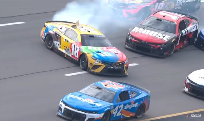 Kyle Busch wrecked by Ross Chastain