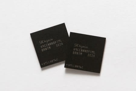 FILE PHOTO: Picture illustration of mobile memory chips made by chipmaker SK Hynix taken in Seoul