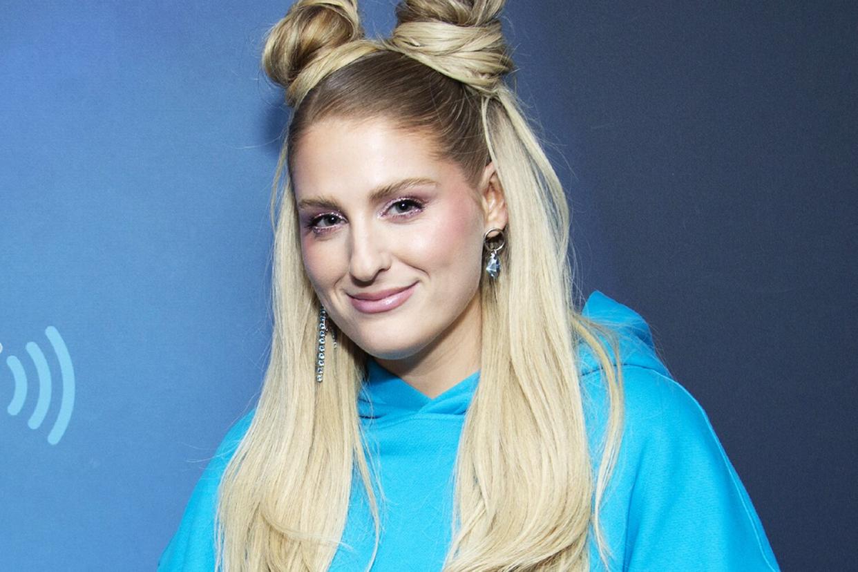 NEW YORK, NEW YORK - OCTOBER 21: Meghan Trainor visits SiriusXM Studios on October 21, 2022 in New York City. (Photo by Santiago Felipe/Getty Images)