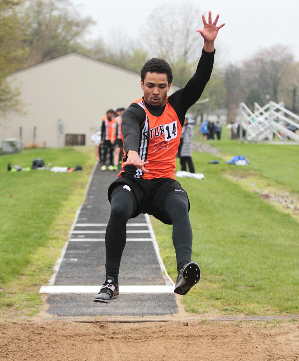 Jamiel Brown took first place in the long jump event on Tuesday for Sturgis.