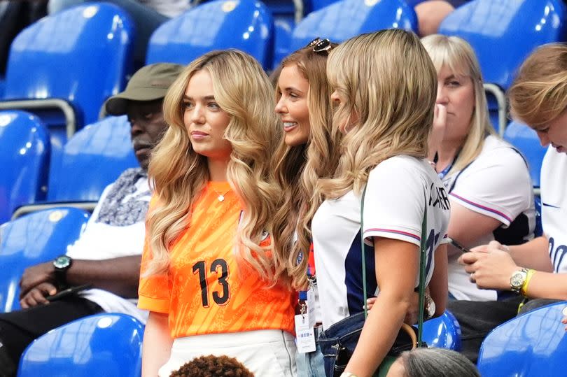 Georgina Irwin, wife of England goalkeeper Aaron Ramsdale (left) and Aine May Kennedy, partner of England's Conor Gallagher (right) before the UEFA Euro 2024, round of 16 match at the Arena AufSchalke in Gelsenkirchen, Germany. Picture date: Sunday June 30, 2024.