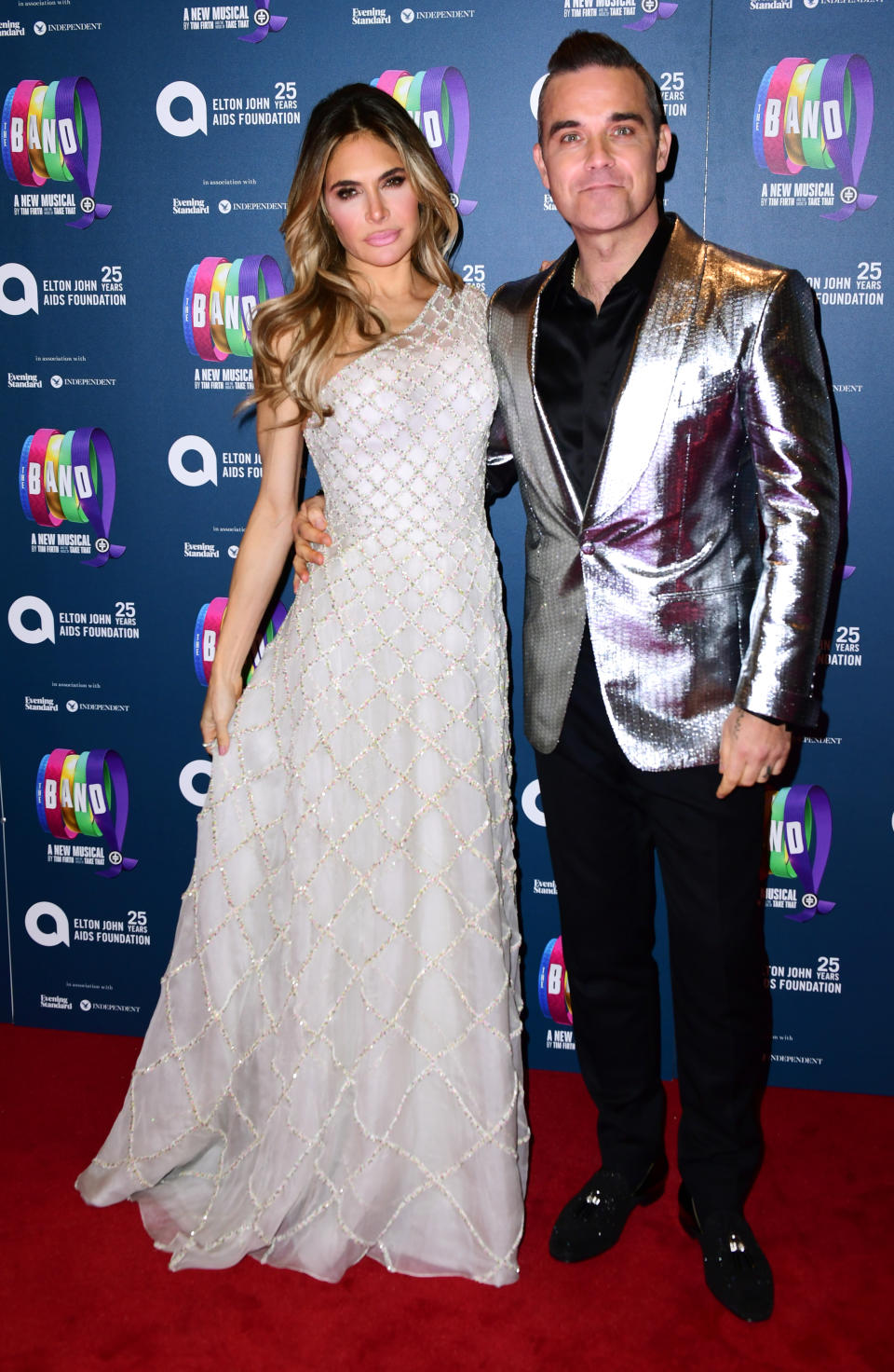 Ayda Field and Robbie Williams attending the Gala Night for Take That's The Band musical, in association with the Elton John AIDs Foundation, held at the Haymarket Theatre, London
