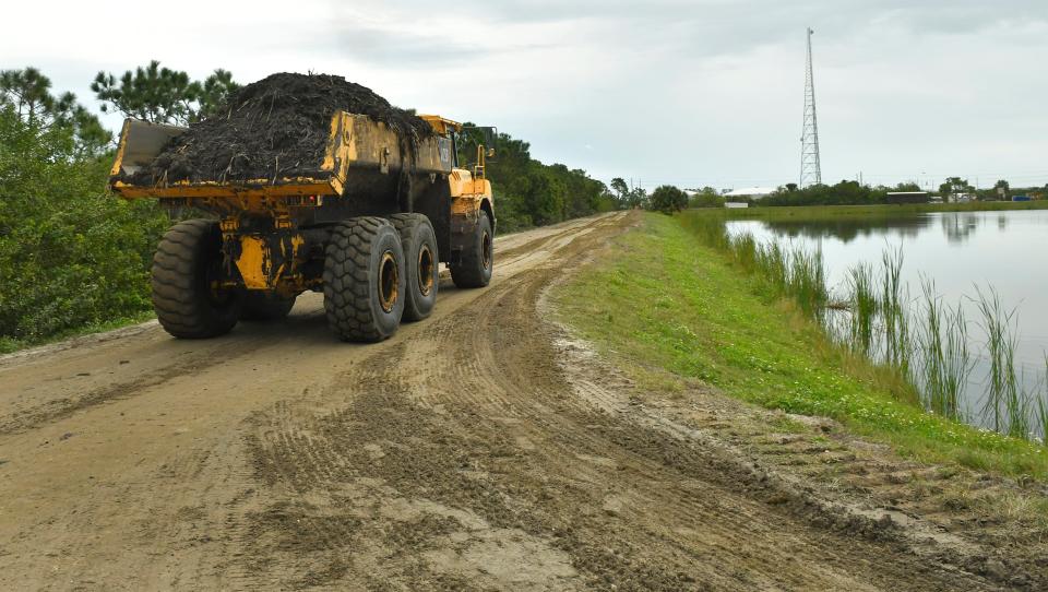 A truckload of muck removed from a pond-like cell at the Ritch Grissom Memorial Wetlands/Viera Wetlands in Viera is hauled away for processing.
