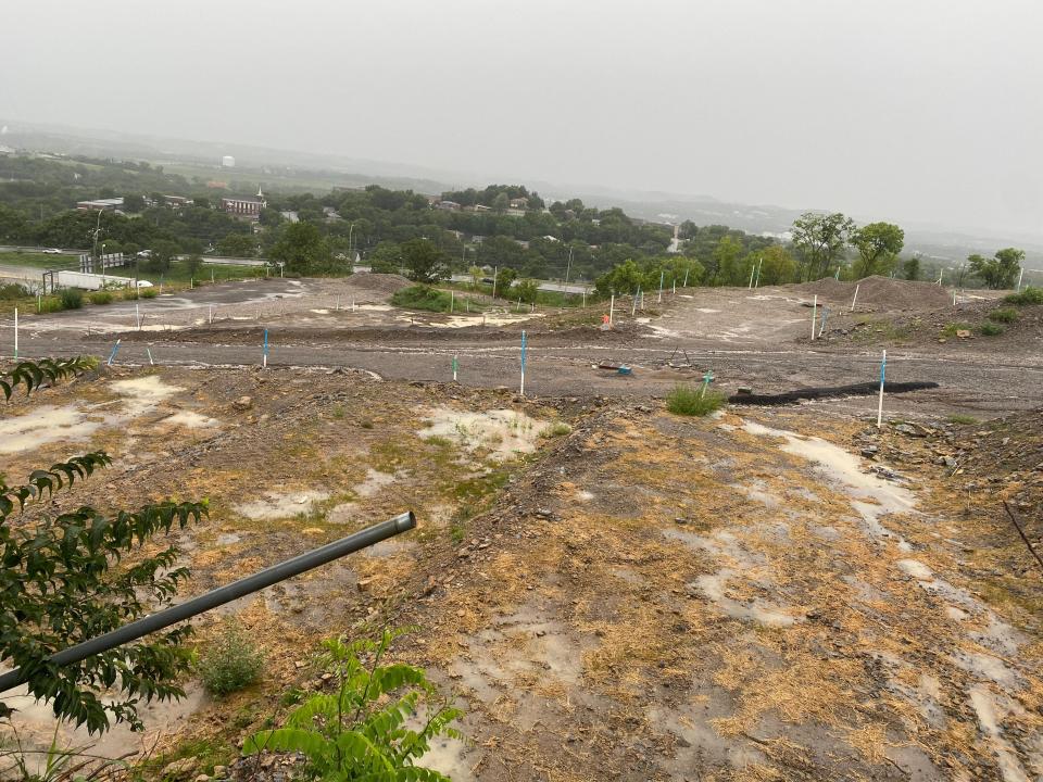The site of the Sky Nashville development during a rainy day in July 2023.
