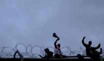 River Plate's fans cheer their team during an Argentine league soccer match against Velez Sarsfield in Buenos Aires, Argentina, Sunday, April 20, 2014. (AP Photo/Natacha Pisarenko)