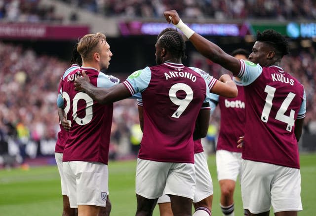 West Ham celebrate their goal