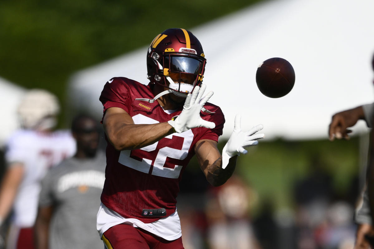 Washington Commanders S Darrick Forrest (22) taking the field