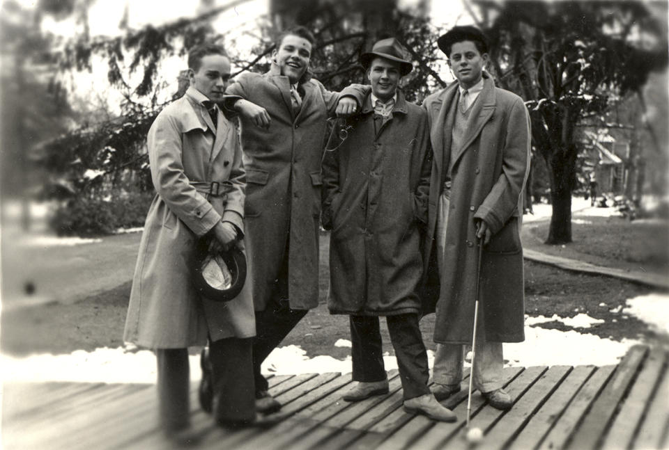 <p>The Choate School “Muckers” Club, circa 1933. From left are: Ralph Horton, Lem Billings, Butch Schriber, John F. Kennedy. (Photo: John F. Kennedy Presidential Library and Museum) </p>