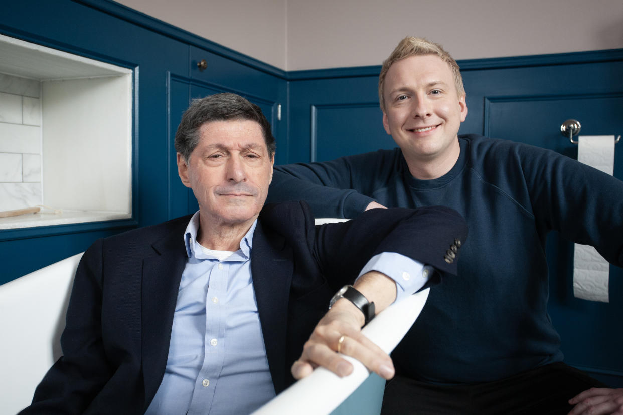 Joe Lycett pictured with Jon Sopel. (Channel 4)