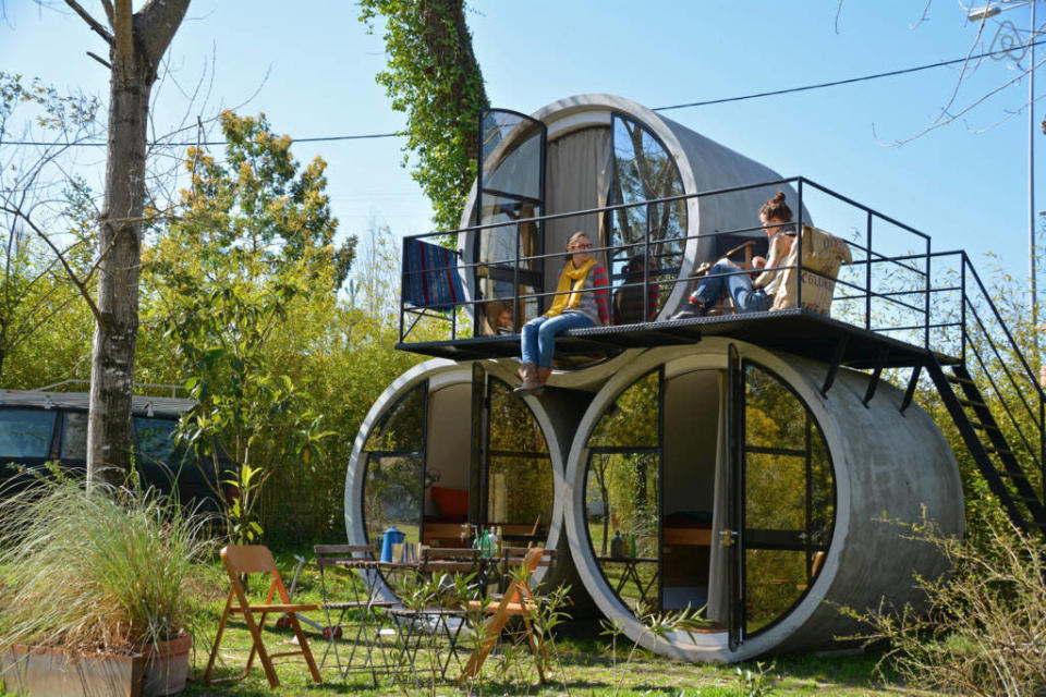 <p>How about staying inside a tube? Made from reclaimed material, <a href="https://www.airbnb.co.uk/rooms/5780745#" rel="nofollow noopener" target="_blank" data-ylk="slk:these Tamanco Tubes" class="link ">these Tamanco Tubes</a> are hidden in the trees and sleep two comfortably. There’s an outdoor kitchen, campfire and saltwater swimming pool and the cool outdoor terrace is the perfect spot for stargazing. Self-catering from £20 per night.</p>