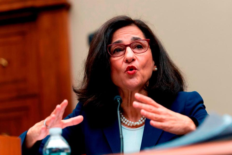 PHOTO: President of Columbia University Nemat 'Minouche' Shafik testifies before the House Committee on Education and the Workforce hearing on 'Columbia in Crisis: Columbia University's Response to Antisemitism' in Washington, Apr. 17, 2024. (Jose Luis Magana/AP)