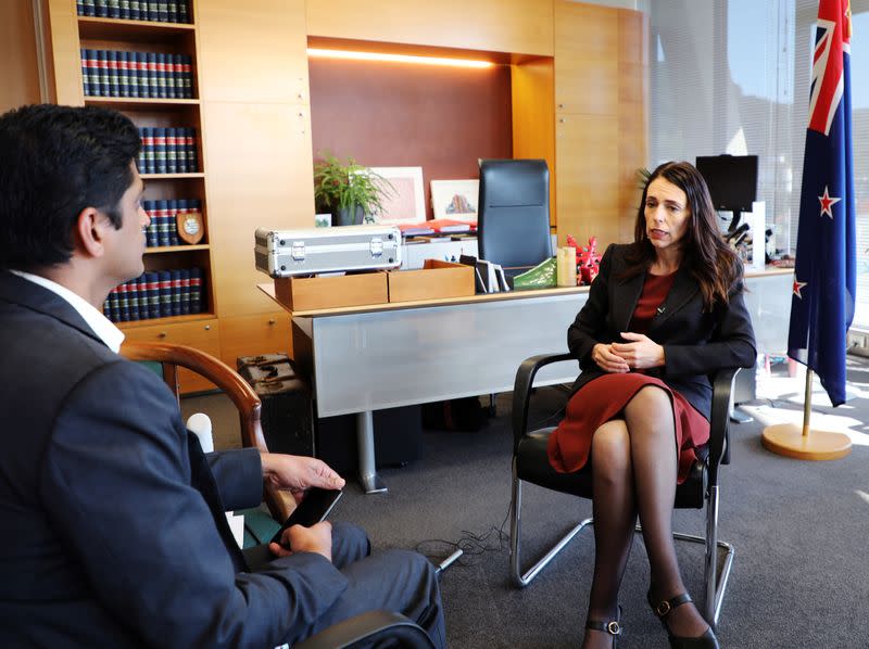 New Zealand's Prime Minister Jacinda Ardern speaks during an interview with Reuters in Wellington