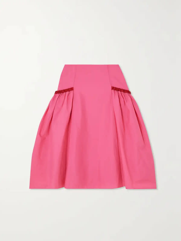<p>Molly Goddard Milla Two-Tone Grosgrain-Trimmed Shirred Taffeta Midi Skirt, <s>$620</s>, $248, <a href="https://rstyle.me/+1LfVhZt4WFXWSM4TxKO5dw" rel="nofollow noopener" target="_blank" data-ylk="slk:available here;elm:context_link;itc:0;sec:content-canvas" class="link ">available here</a> (sizes US 2-14)</p>