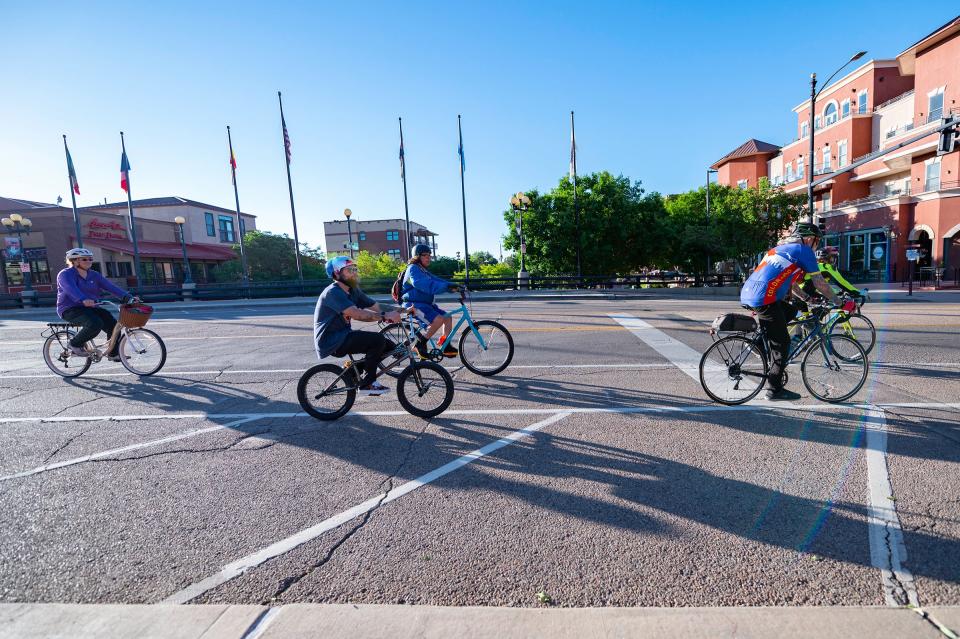 A group of bicyclists make their way down Union Avenue during Bike to Work Day on Wednesday, June 28, 2023.