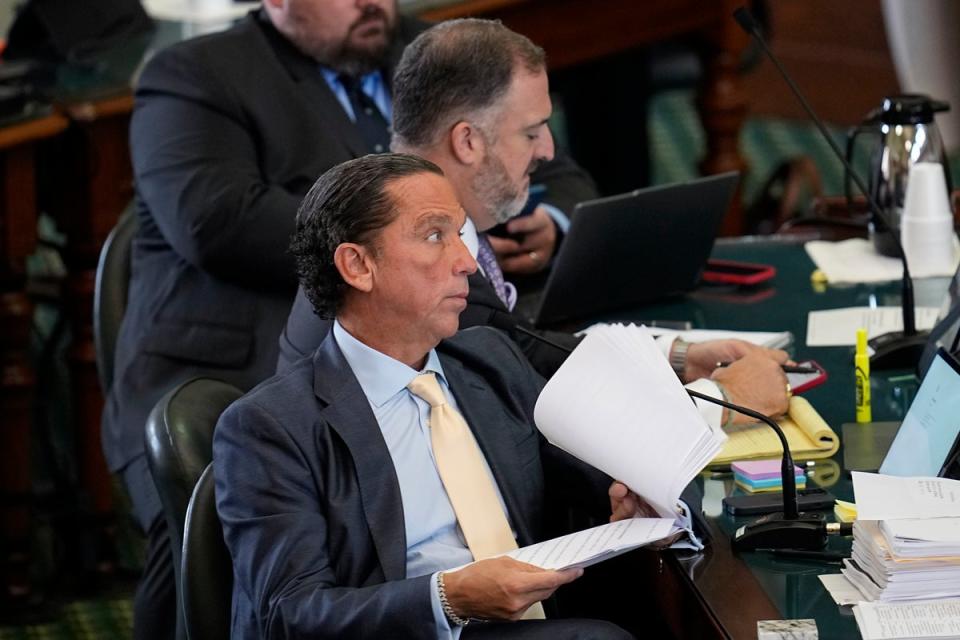 Defence attorney Tony Buzbee listens to testimony during the impeachment trial (Copyright 2023 The Associated Press. All rights reserved)