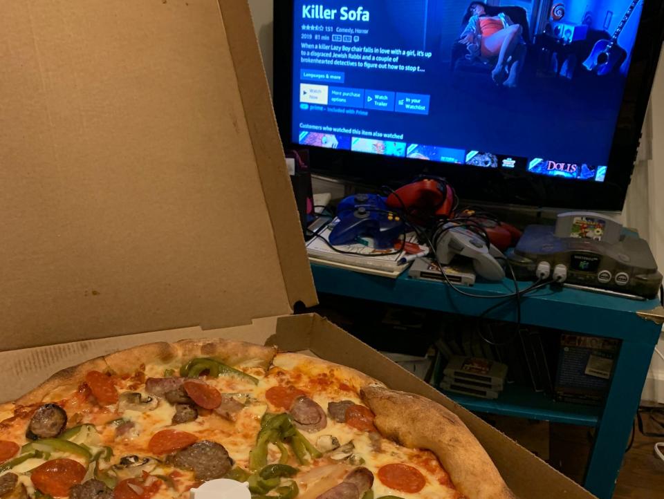 pizza and TV