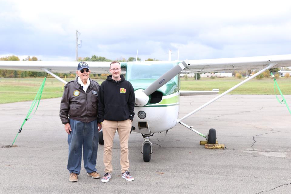 Ray Bower took his first flight with his grandson, Seth Franklin, who recently graduated from a program in aviation management at the University of Anchorage.