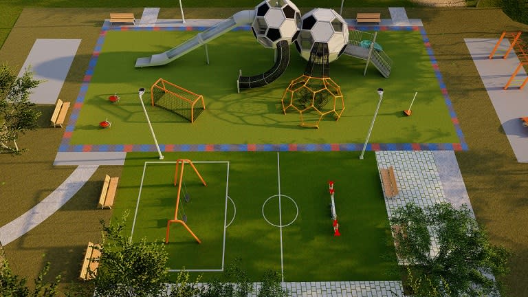 新莊體育園區全力打造兒童足球遊戲場。&nbsp;&nbsp;&nbsp;圖：新北市體育處提供