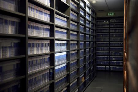 Tapes are filed in the archive room of Greek private channel SKAI in Athens, Greece, August 30, 2016. REUTERS/Alkis Konstantinidis