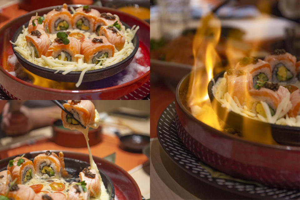 Ichiban Boshi Salmon feast - Flaming Aburi Truffle Salmon Cheese Roll