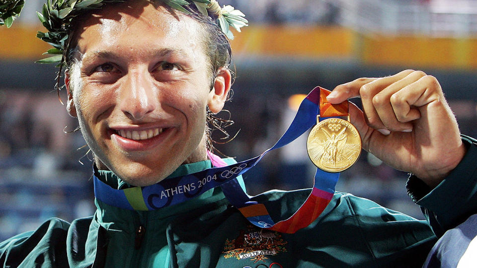 Ian Thorpe, pictured here after winning gold in the men's 400m freestyle at the Athens Olympics in 2004. 