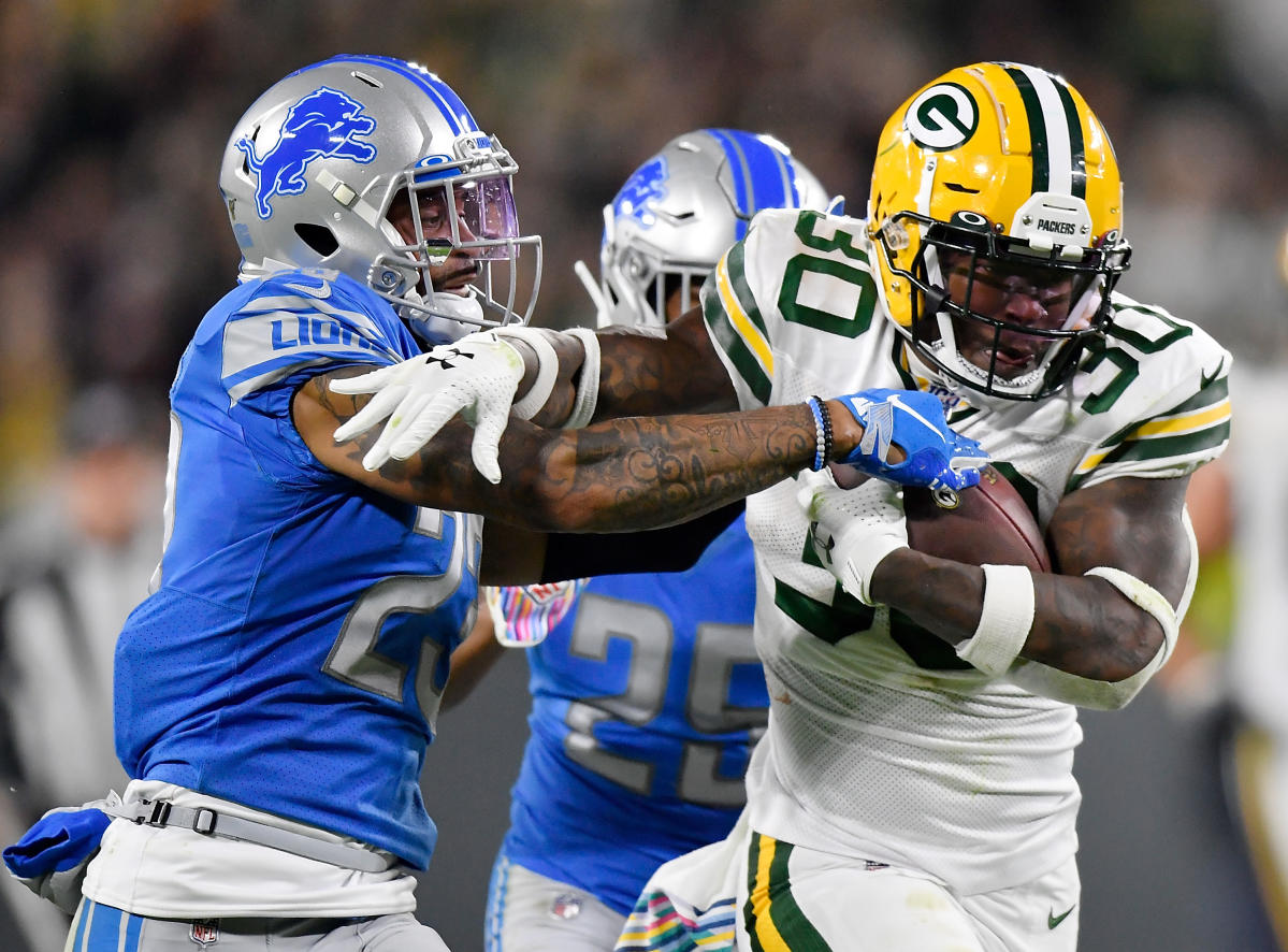 Lions' Jamaal Williams Powers For Two-Point Try Against Packers