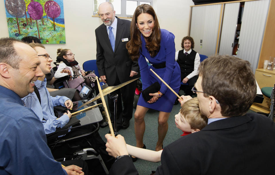 Kate meets with children at the EACH Treehouse hospice in Ipswich, in 2012 (PA)
