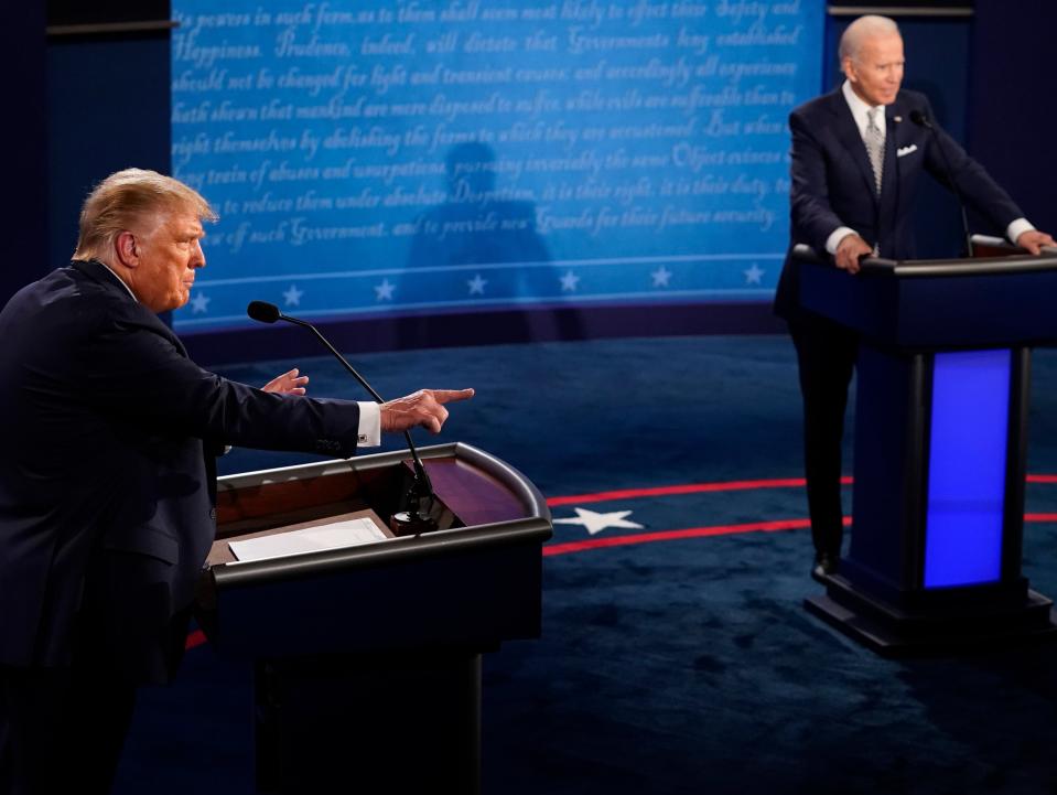 Donald Trump speaks during the first presidential debate against Joe Biden. Despite Mr Trump's claims, Mr Biden's aides say he will be at the next two scheduled debates.  (Getty Images)