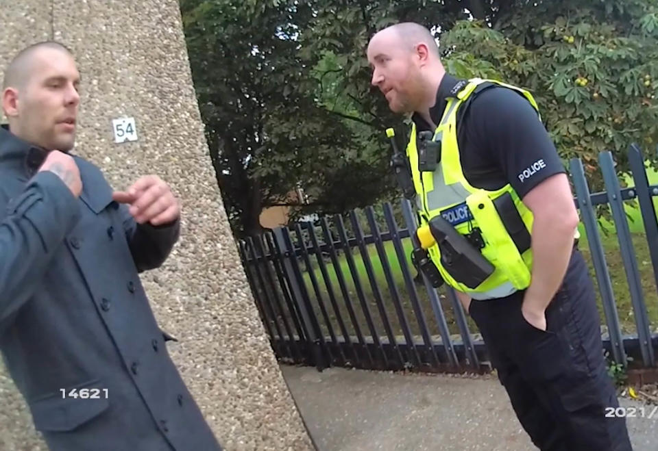 Bodycam footage shows Derbyshire Police arrested Damien Bendall. (PA)