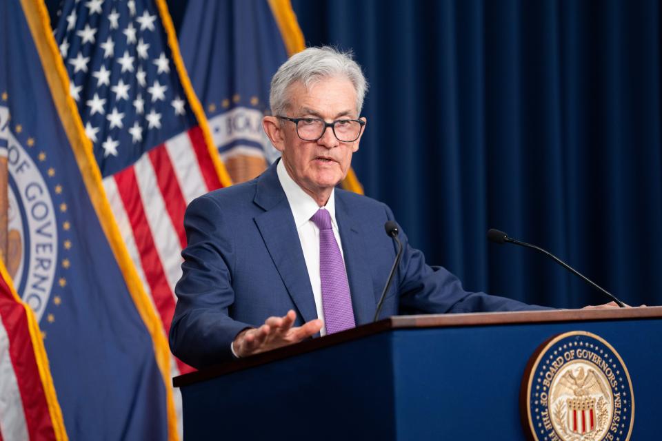 U.S. Federal Reserve Chair Jerome Powell attends a press conference in Washington, D.C., the United States, on May 1, 2024. The U.S. Federal Reserve on Wednesday left interest rates unchanged at a 22-year high of 5.25 percent to 5.5 percent as recent consumer data indicates that inflation continued to tick up. (Photo by Liu Jie/Xinhua via Getty Images)