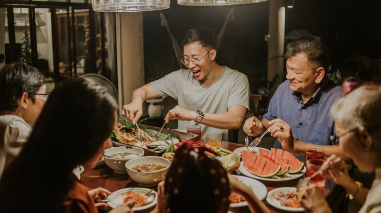 family enjoying a special dinner