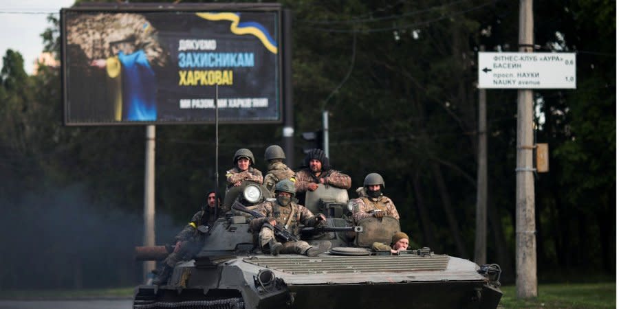 Ukrainian soldiers in Kharkiv on May 16
