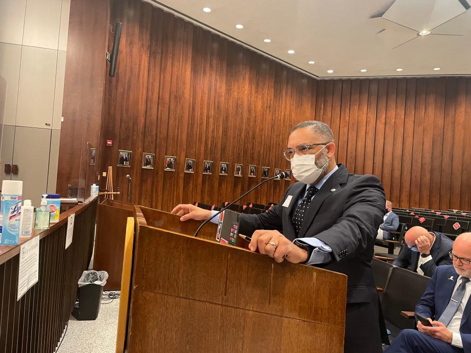 TVA executive Mark Yates listens to tough questions from the Memphis City Council about TVA's regional economic impact. Memphis, Light, Gas and Water is considering leaving the Tennessee Valley Authority.