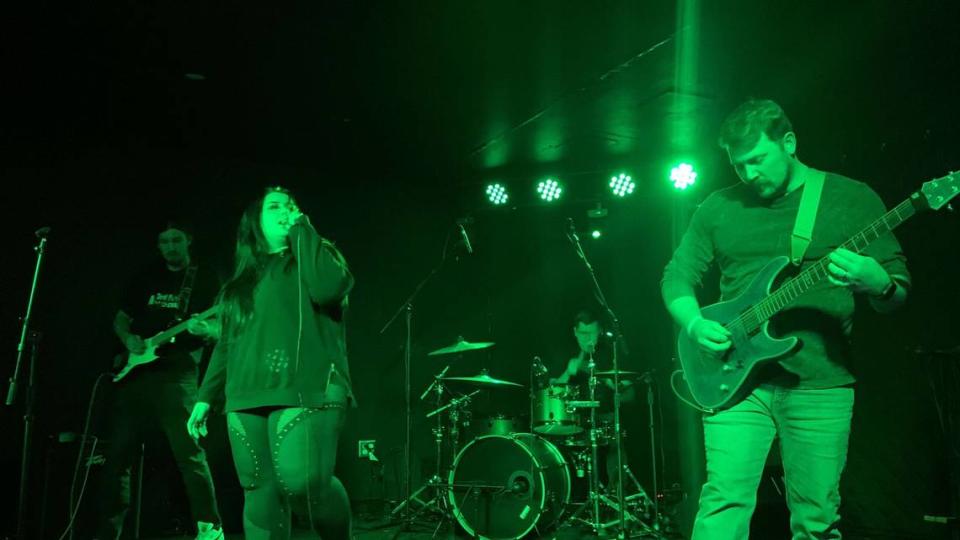 Members of Sick April on stage at Ray’s Golden Lion Dec 1.