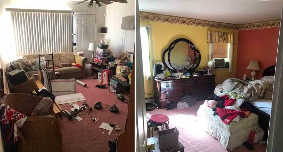 Cluttered rooms of the Long Island home where the squatter has lived for more than 20 years.