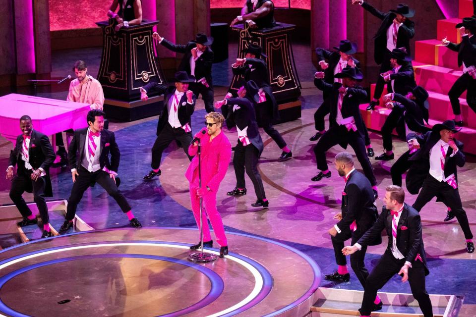 Ryan Gosling performs onstage during the live ABC telecast of the 96th Oscars at the Dolby Theatre at Ovation Hollywood on Sunday, March 10, 2024.