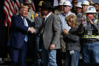 President Donald Trump arrives to speak to the 9th annual Shale Insight Conference at the David L. Lawrence Convention Center, Wednesday, Oct. 23, 2019, in Pittsburgh. (AP Photo/Evan Vucci)